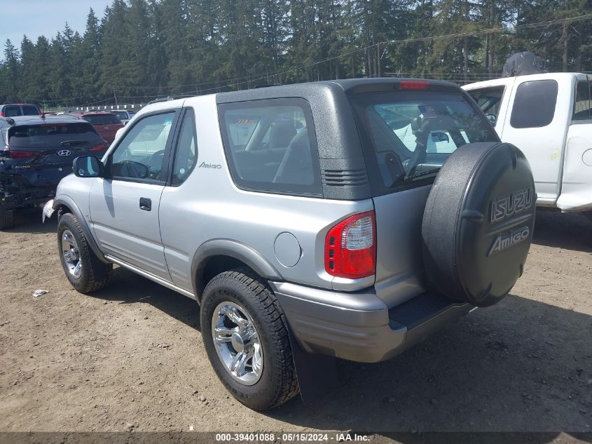 2000 Isuzu Amigo S 3.2L V6 Hard Top/S 3.2L V6 Soft Top VIN: 4S2CM57WXY4351886 Lot: 39401088