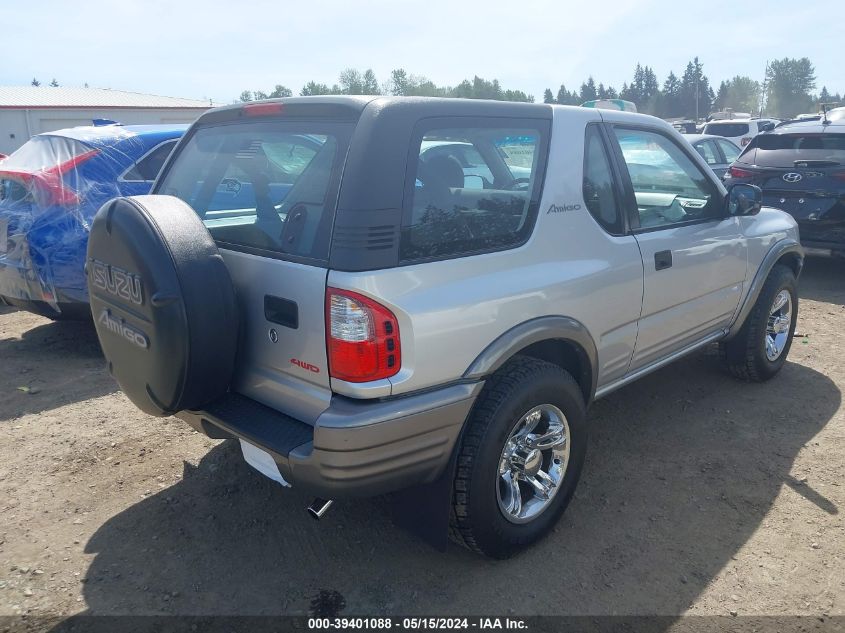 2000 Isuzu Amigo S 3.2L V6 Hard Top/S 3.2L V6 Soft Top VIN: 4S2CM57WXY4351886 Lot: 39401088