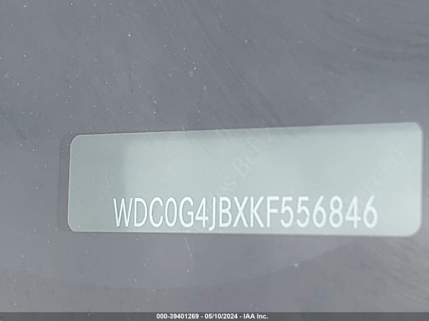 2019 Mercedes-Benz Glc 300 VIN: WDC0G4JBXKF556846 Lot: 39401269