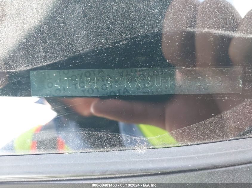 2003 Toyota Camry Le VIN: 4T1BE32KX3U166299 Lot: 39401453