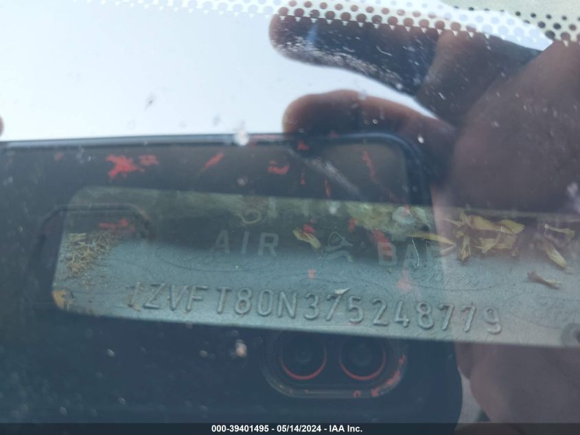 2007 Ford Mustang V6 Deluxe/V6 Premium VIN: 1ZVFT80N375248779 Lot: 39401495