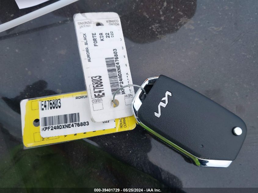 2022 Kia Forte Fe VIN: 3KPF24ADXNE476803 Lot: 39401729