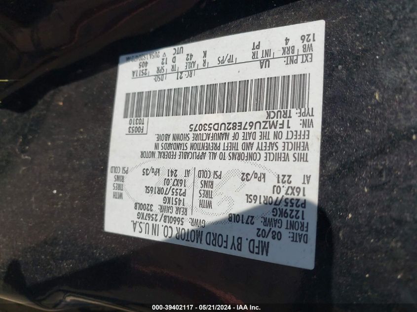 2002 Ford Explorer Sport Trac VIN: 1FMZU67E82UD53075 Lot: 39402117