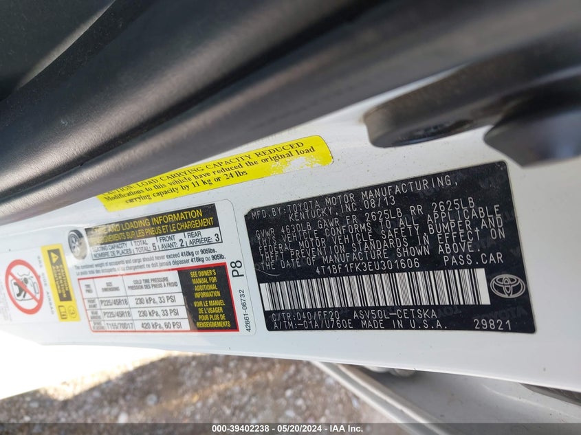 2014 Toyota Camry Se Sport VIN: 4T1BF1FK3EU301606 Lot: 39402238