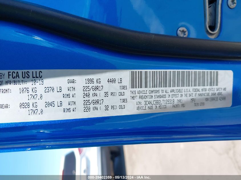 2020 JEEP COMPASS LATITUDE - 3C4NJCBB2LT129318