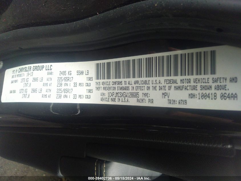 2014 Jeep Cherokee Latitude VIN: 1C4PJMCSXEW128685 Lot: 39402736