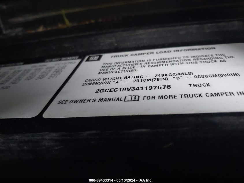 2004 Chevrolet Silverado 1500 Ls VIN: 2GCEC19V341197676 Lot: 39403314