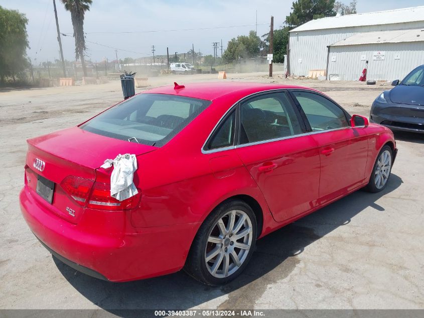 2010 Audi A4 2.0T Premium VIN: WAUFFAFL4AN051177 Lot: 39403387