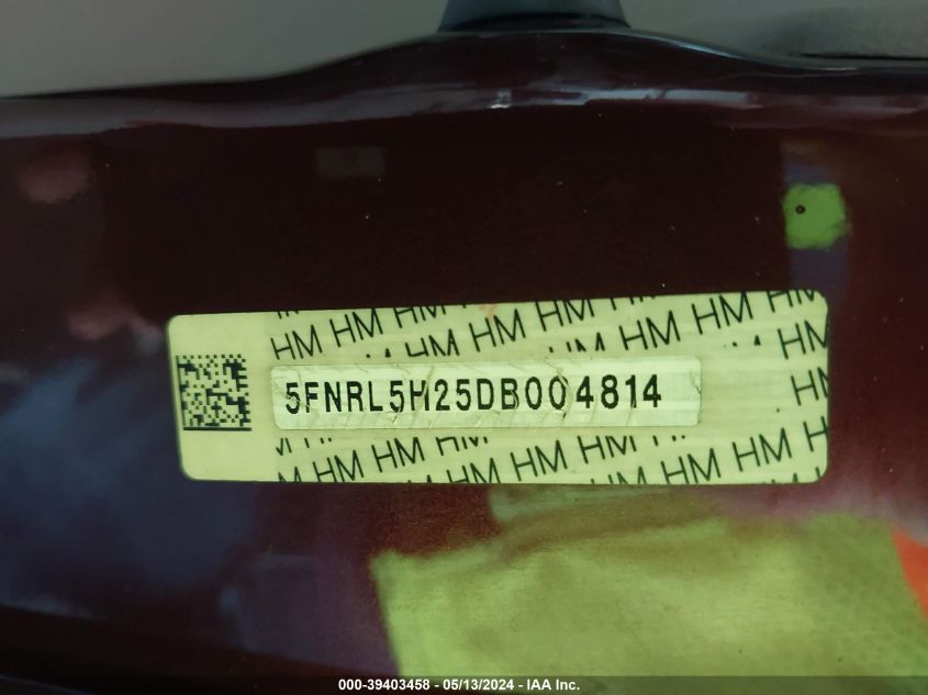 2013 Honda Odyssey Lx VIN: 5FNRL5H25DB004814 Lot: 39403458