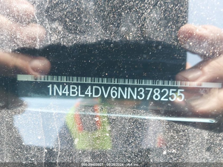 2022 Nissan Altima Sv Fwd VIN: 1N4BL4DV6NN378255 Lot: 39403527