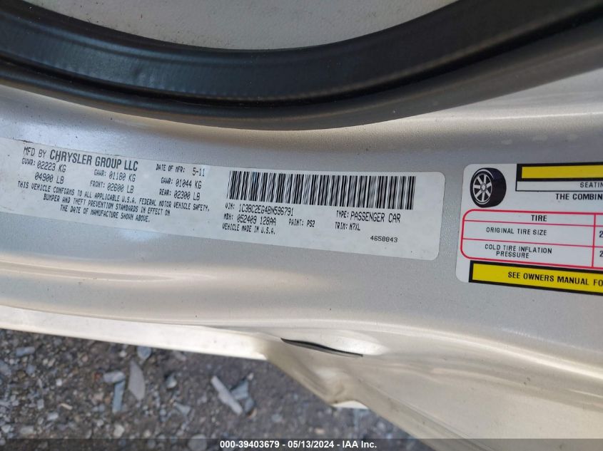 2011 Chrysler 200 Touring VIN: 1C3BC2EG4BN596791 Lot: 39403679
