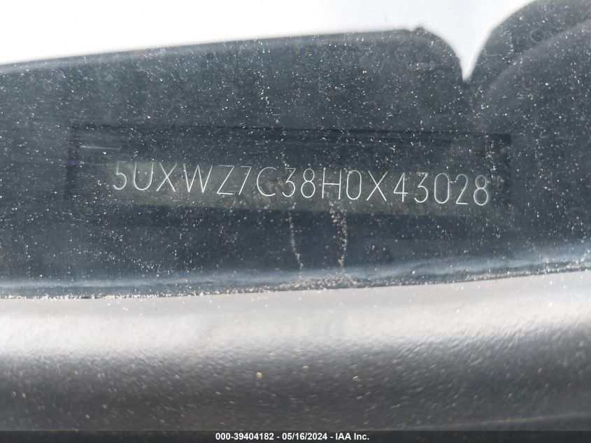 2017 BMW X3 Sdrive28I VIN: 5UXWZ7C38H0X43028 Lot: 39404182