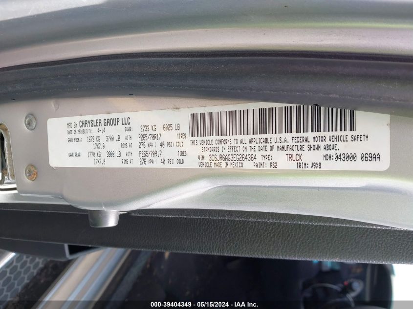 2014 Ram 1500 Tradesman VIN: 3C6JR6AG3EG264364 Lot: 39404349