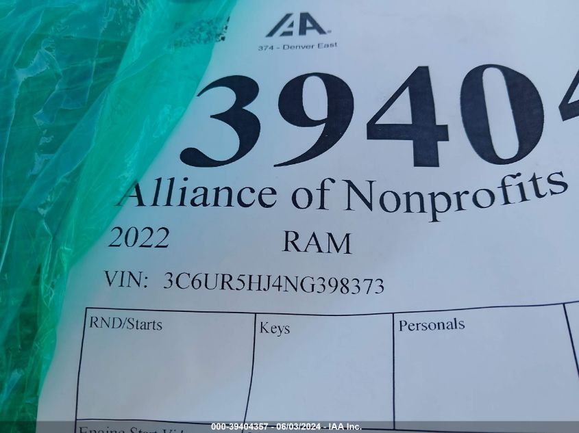 2022 RAM 2500 TRADESMAN - 3C6UR5HJ4NG398373