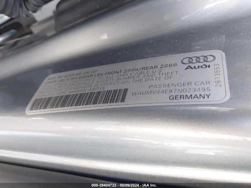 2007 Audi A8 L 4.2 VIN: WAUMV44E97N023495 Lot: 39404722