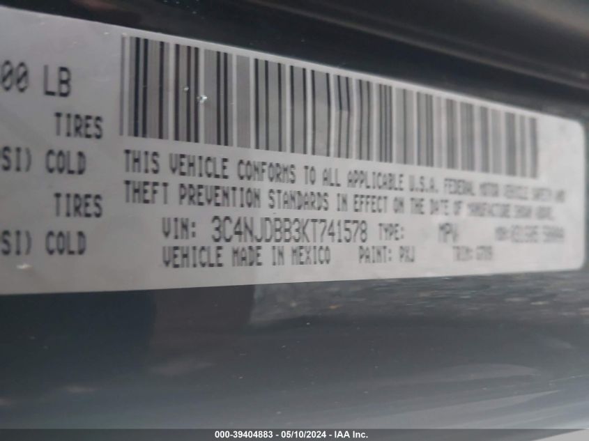 2019 Jeep Compass Altitude 4X4 VIN: 3C4NJDBB3KT741578 Lot: 39404883