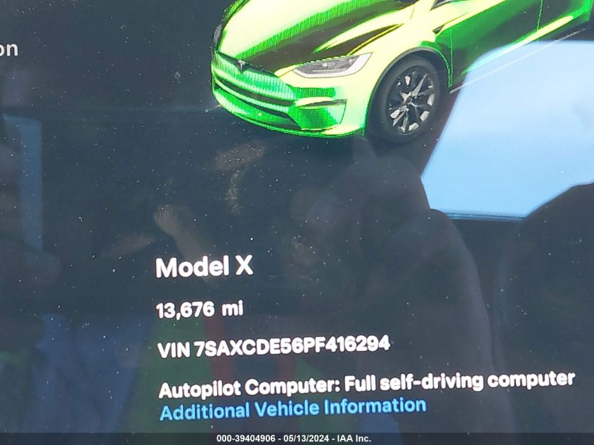 2023 Tesla Model X Dual Motor All-Wheel Drive/Standard Range VIN: 7SAXCDE56PF416294 Lot: 39404906