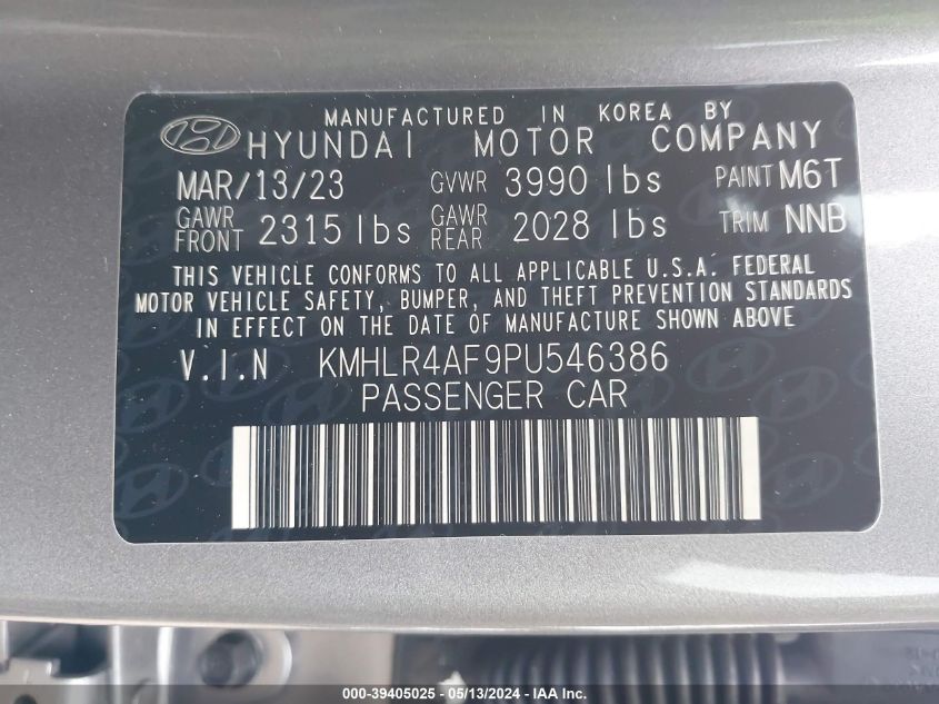 2023 Hyundai Elantra N Line VIN: KMHLR4AF9PU546386 Lot: 39405025