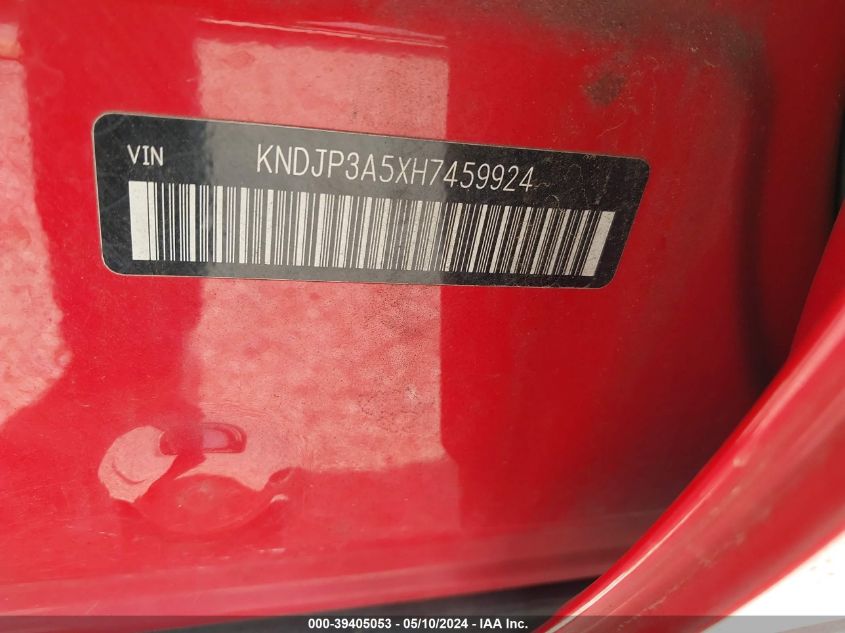 2017 Kia Soul + VIN: KNDJP3A5XH7459924 Lot: 39405053