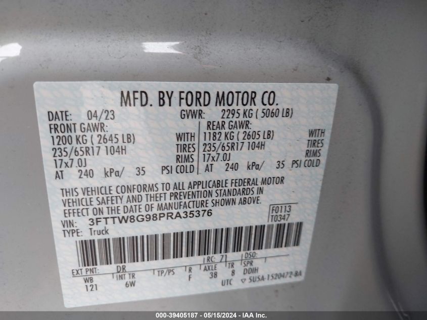 2023 FORD MAVERICK LARIAT - 3FTTW8G98PRA35376