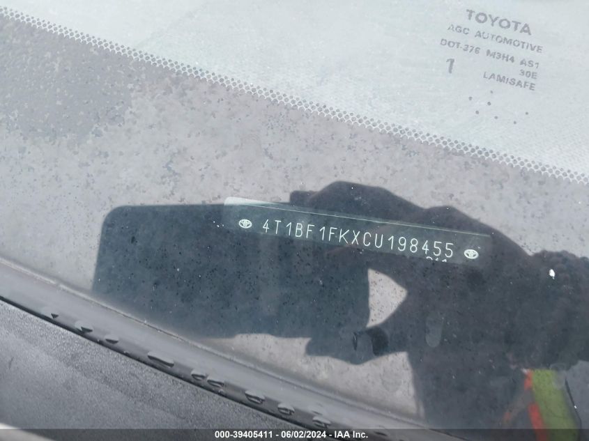2012 Toyota Camry Se VIN: 4T1BF1FKXCU198455 Lot: 39405411