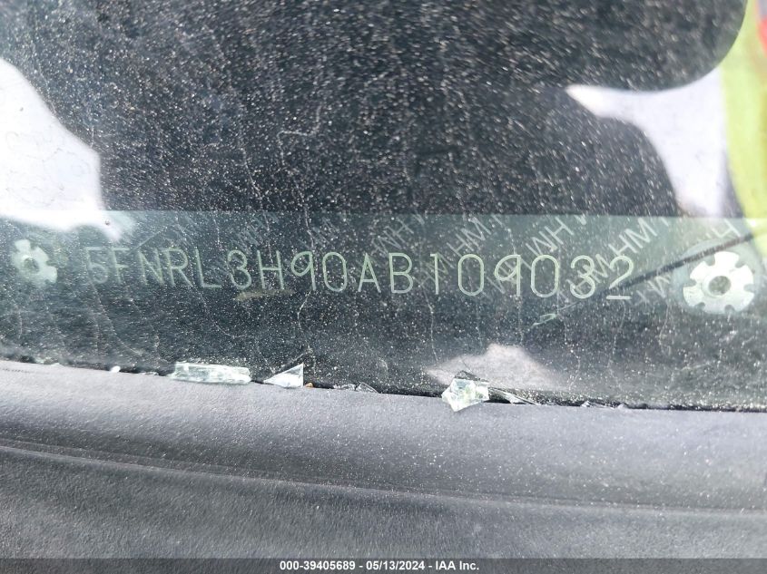 2010 Honda Odyssey Touring VIN: 5FNRL3H90AB109032 Lot: 39405689