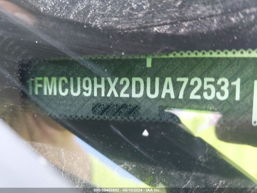 2013 Ford Escape Sel VIN: 1FMCU9HX2DUA72531 Lot: 39405692
