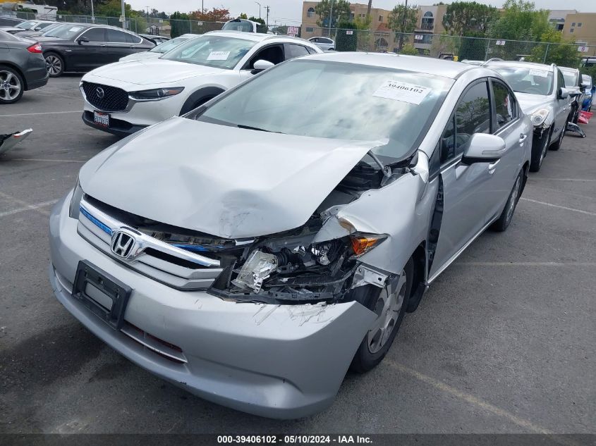 2012 Honda Civic Hybrid VIN: JHMFB4F39CS004584 Lot: 39406102