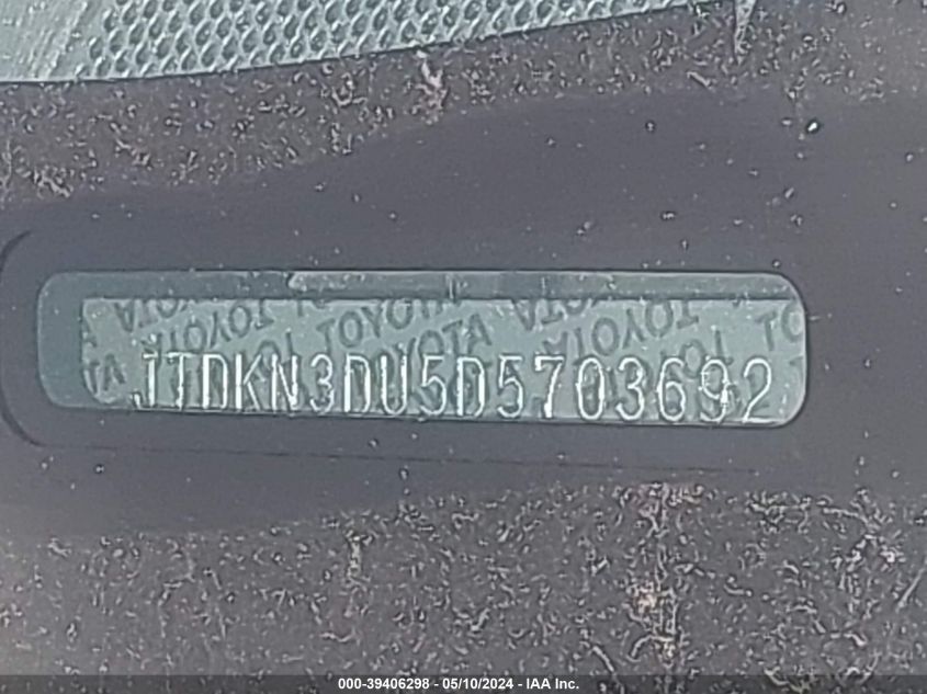 2013 Toyota Prius Two VIN: JTDKN3DU5D5703692 Lot: 39406298