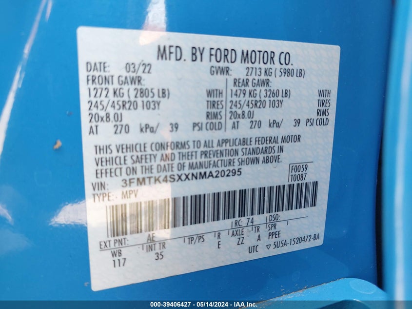 2022 FORD MUSTANG MACH-E GT - 3FMTK4SXXNMA20295