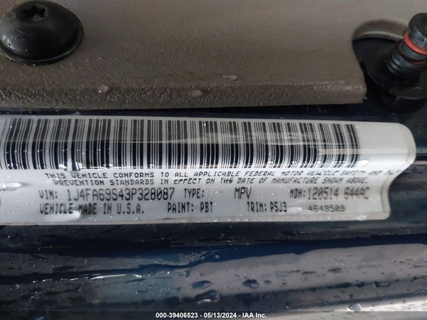 2003 Jeep Wrangler Rubicon VIN: 1J4FA69S43P328087 Lot: 39406523