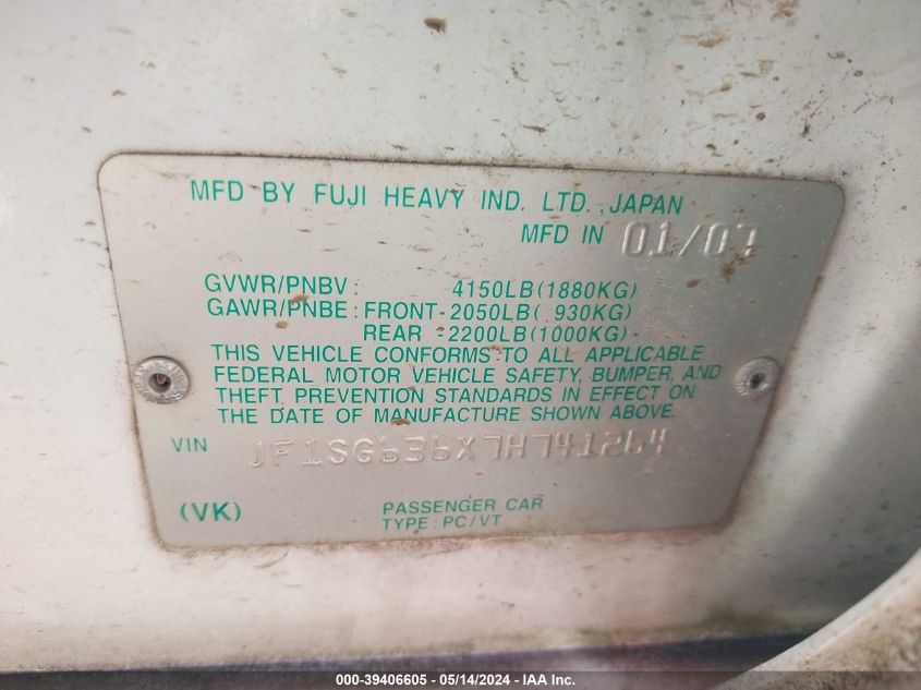 2007 Subaru Forester 2.5X/Sports 2.5X VIN: JF1SG636X7H741264 Lot: 39406605