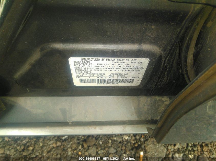 2015 Infiniti Q50 Premium VIN: JN1BV7AR9FM400997 Lot: 39406617