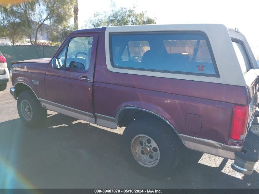 1996 Ford Bronco U100 VIN: 1FMEU15HXTLB67916 Lot: 39407070