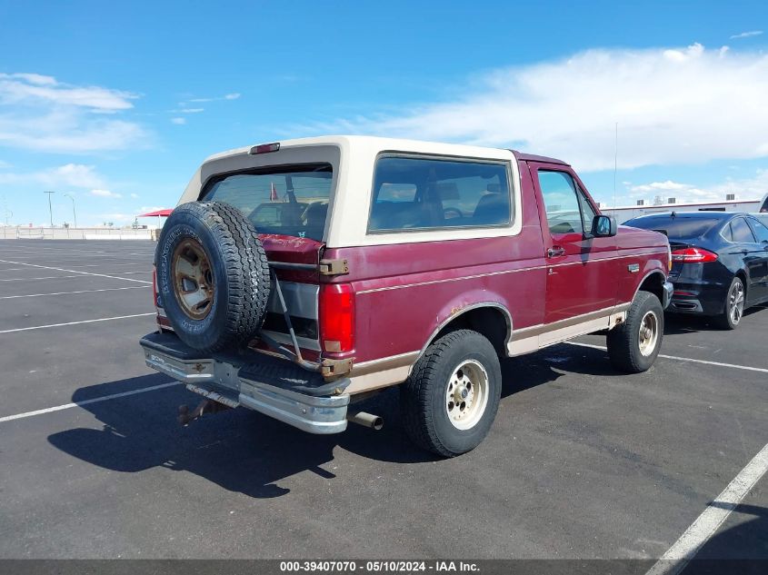 1996 Ford Bronco U100 VIN: 1FMEU15HXTLB67916 Lot: 39407070