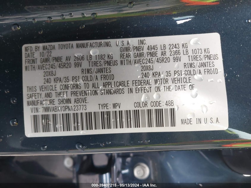VIN 7MMVABXY0PN123773 2023 MAZDA CX-50 MERIDIAN