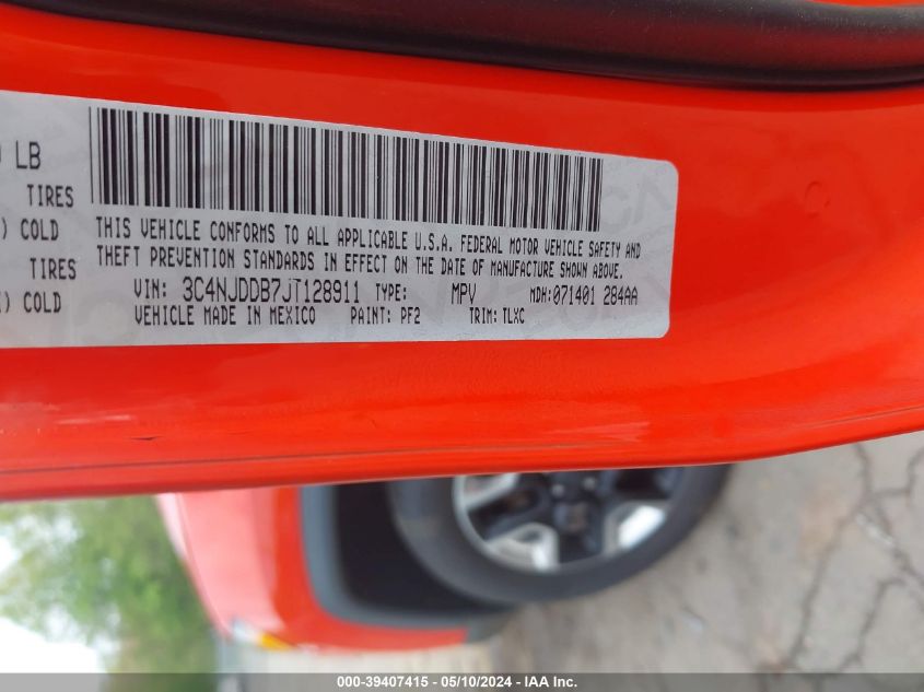 2018 Jeep Compass Trailhawk 4X4 VIN: 3C4NJDDB7JT128911 Lot: 39407415