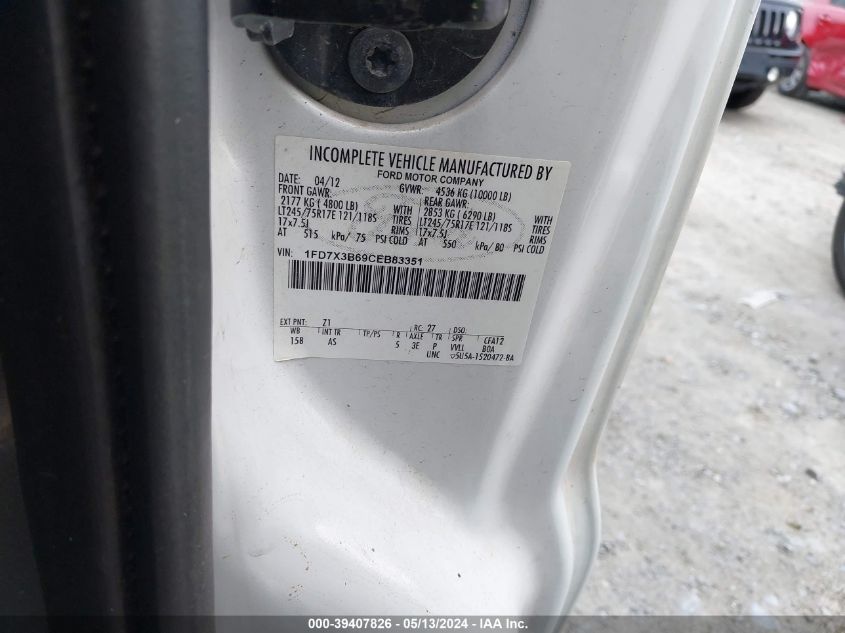2012 Ford F-350 Xl VIN: 1FD7X3B69CEB83351 Lot: 39407826