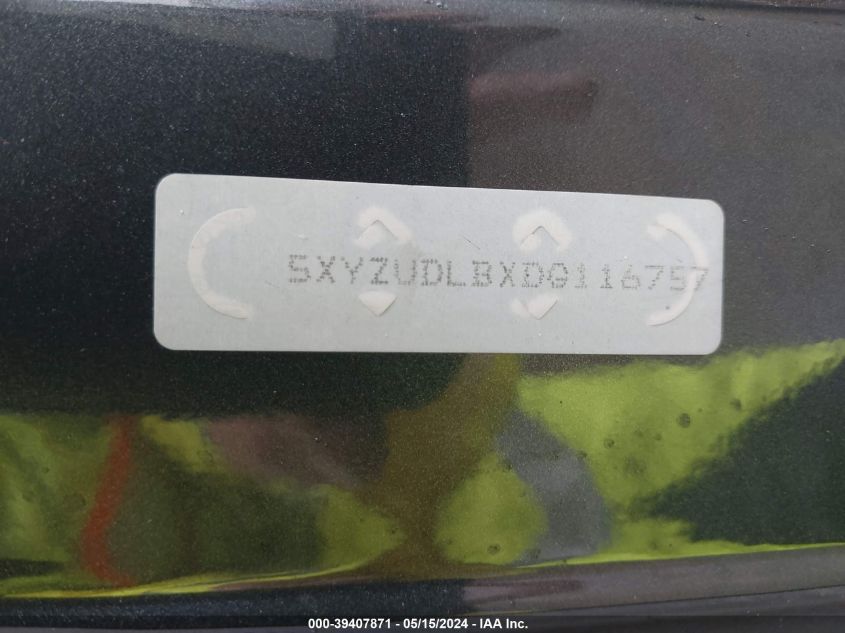 2013 Hyundai Santa Fe Sport VIN: 5XYZUDLBXDG116757 Lot: 39407871