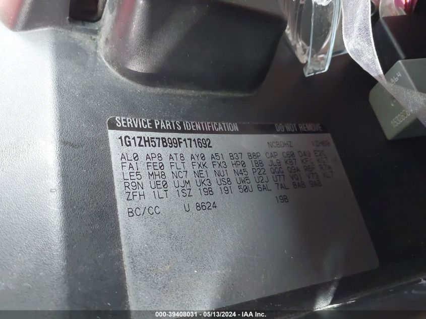 2009 Chevrolet Malibu Lt VIN: 1G1ZH57B99F171692 Lot: 39408031