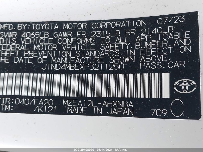 2023 TOYOTA COROLLA SE/XSE/NIGHT SHADE - JTND4MBEXP3211250