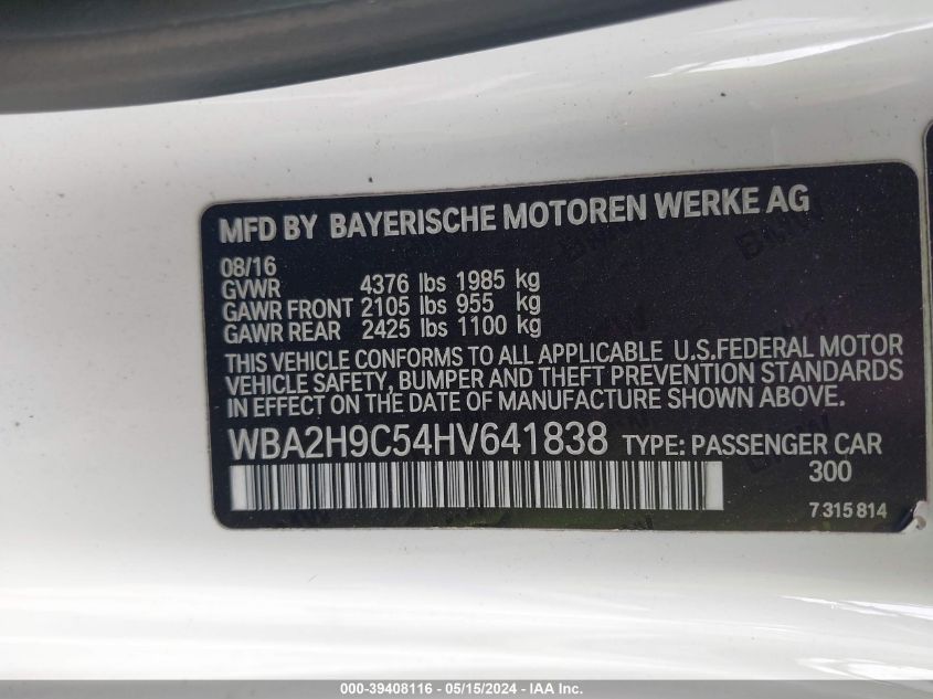 WBA2H9C54HV641838 2017 BMW 230I xDrive