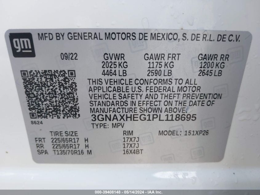 2023 Chevrolet Equinox Fwd Ls VIN: 3GNAXHEG1PL118695 Lot: 39408148