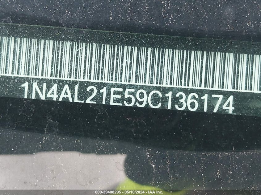 2009 Nissan Altima 2.5 S VIN: 1N4AL21E59C136174 Lot: 39408295