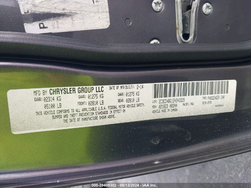 2014 Dodge Charger Se VIN: 2C3CDXBG1EH243229 Lot: 39408302