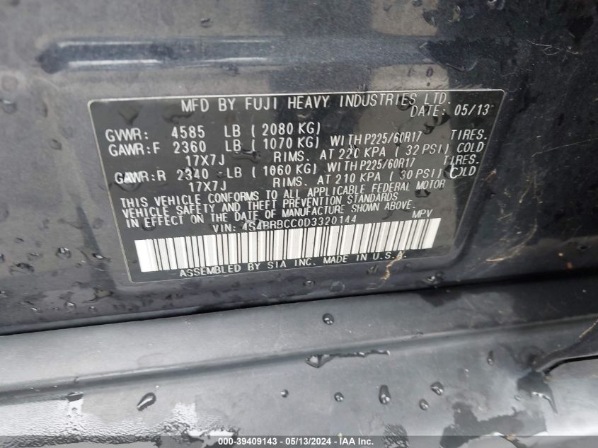 2013 SUBARU OUTBACK 2.5I PREMIUM - 4S4BRBCC0D3320144