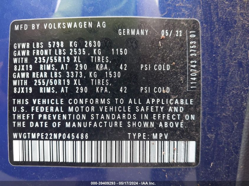 2022 VOLKSWAGEN ID.4 PRO S - WVGTMPE22NP045486