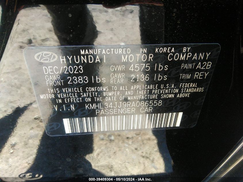 2024 Hyundai Sonata Hybrid Sel VIN: KMHL34JJ9RA086558 Lot: 39409304