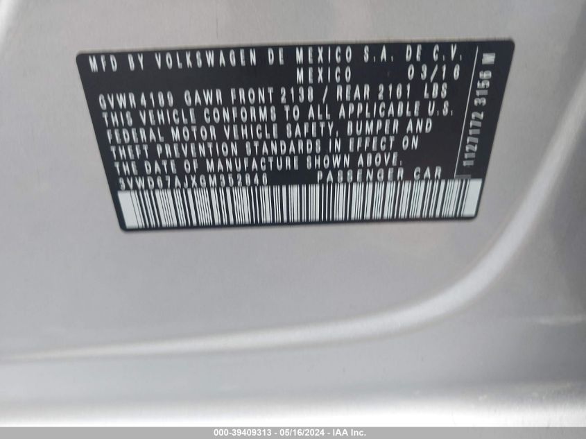 2016 VOLKSWAGEN JETTA 1.4T SE - 3VWD67AJXGM352846