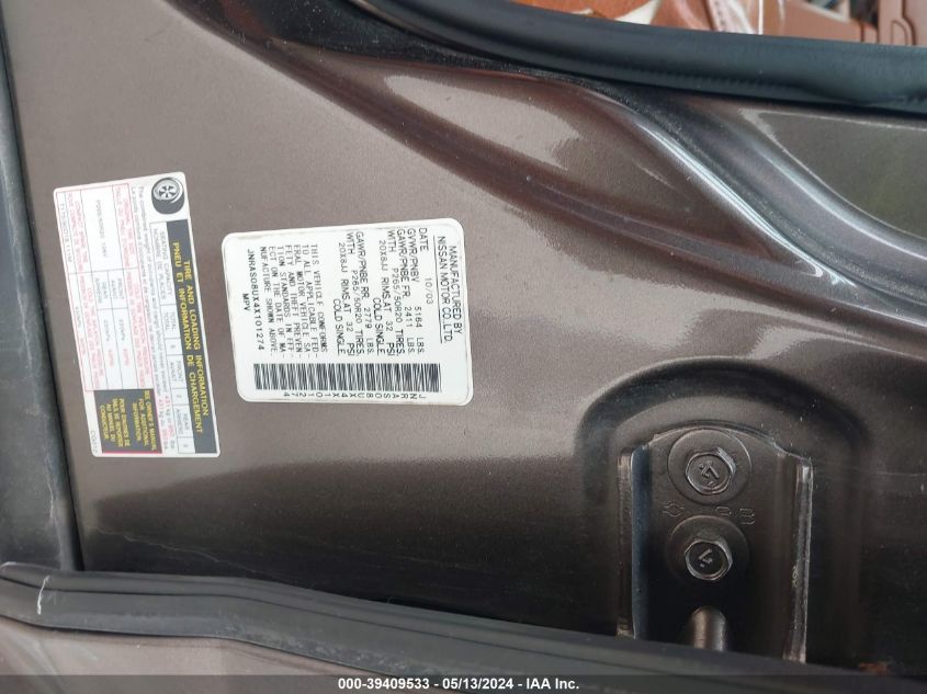 2004 Infiniti Fx35 VIN: JNRAS08UX4X101274 Lot: 39409533